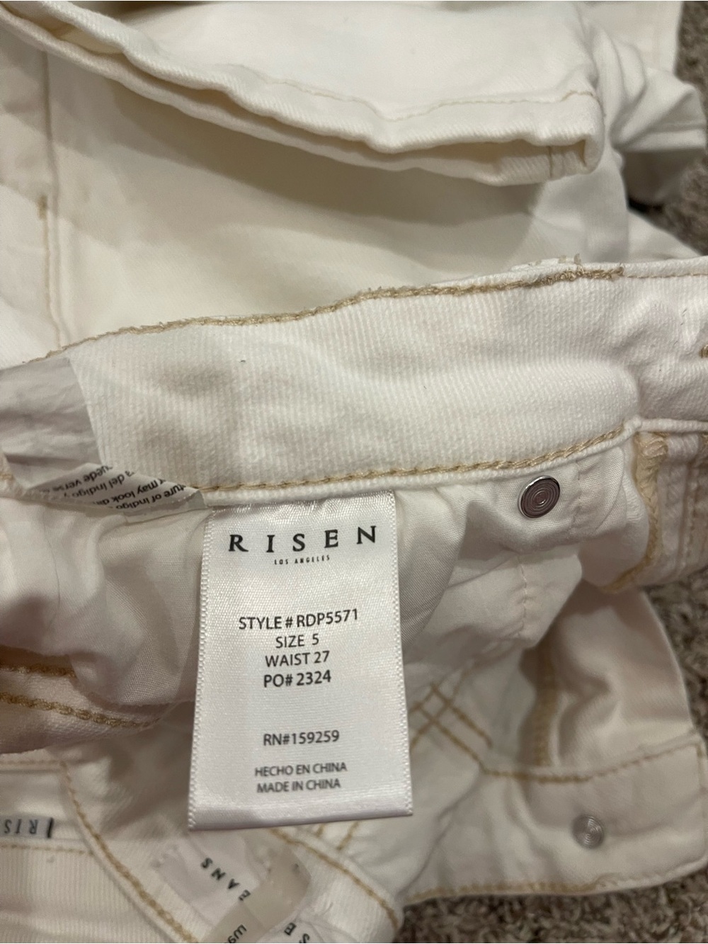 Risen High Rise Wide Leg Jeans - Cream Size 5/27 - Picture 4 of 5